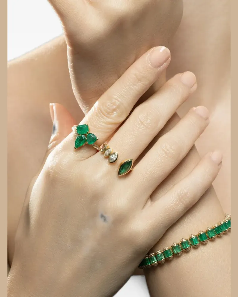 SHAY emerald and diamond cluster ring - Gold Gold