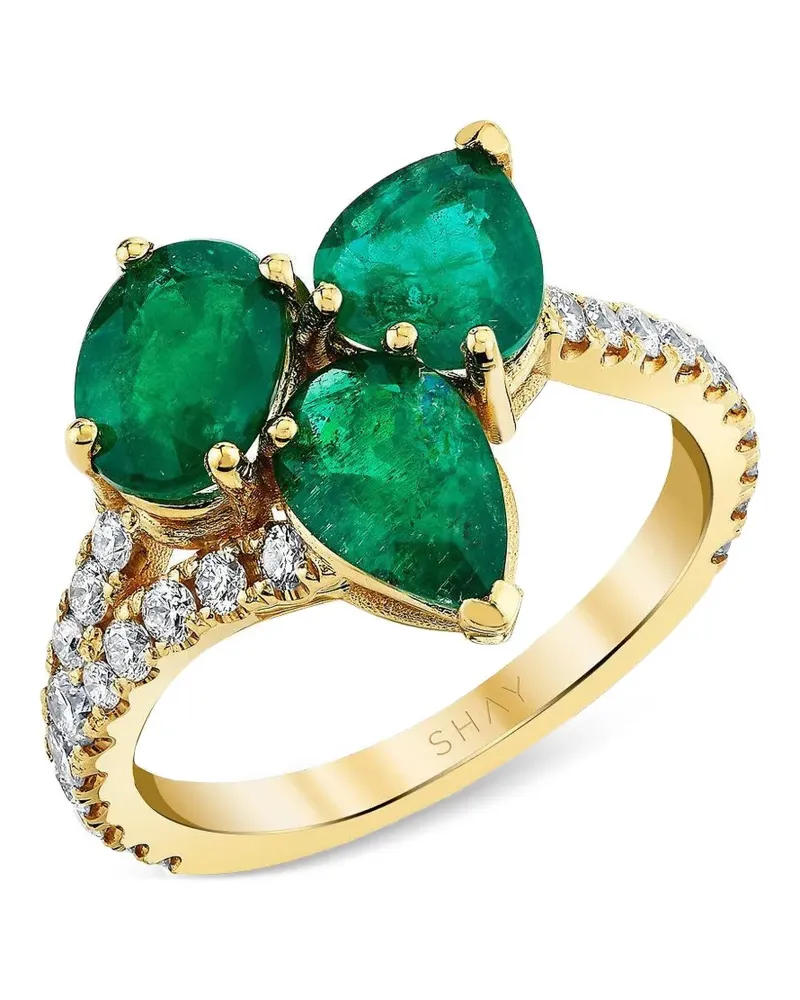 SHAY Cluster Ring mit Smaragd und Diamant - Gold Gold