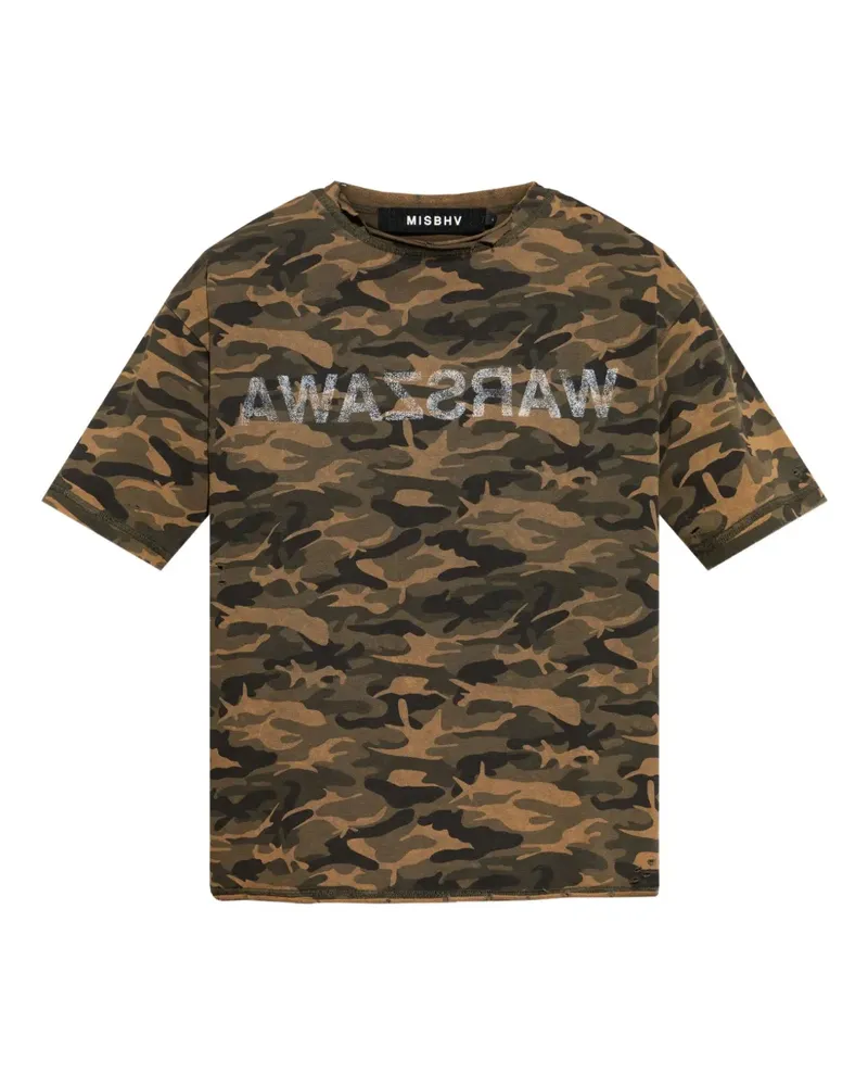 MISBHV T-Shirt mit Warszawa-Print - Grün Grün