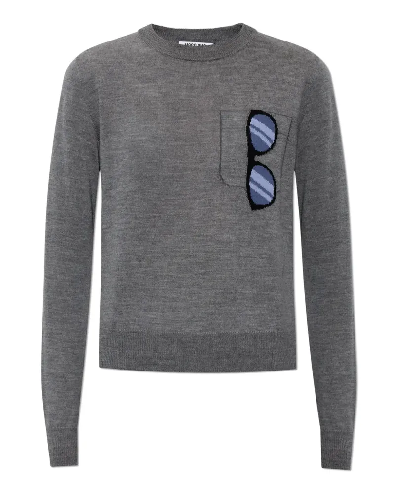 Moschino Pullover mit Sonnenbrillen-Intarsie - Grau Grau
