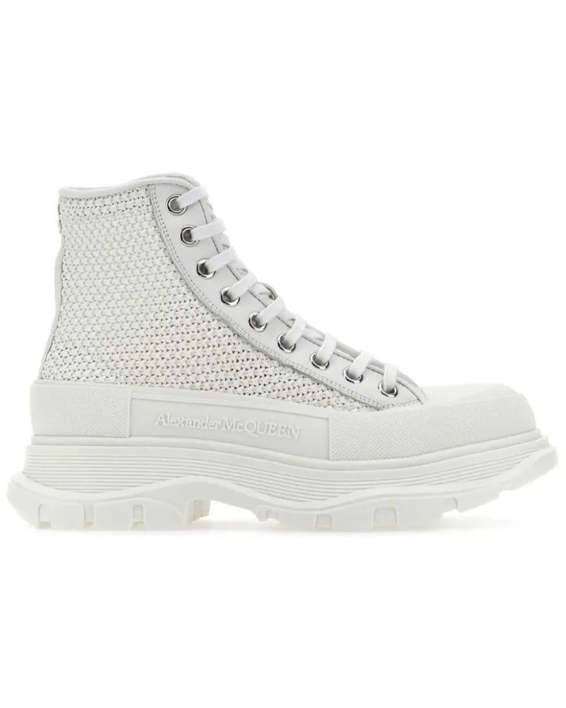 Alexander McQueen Schnürstiefel mit Webmuster - Weiß Weiß