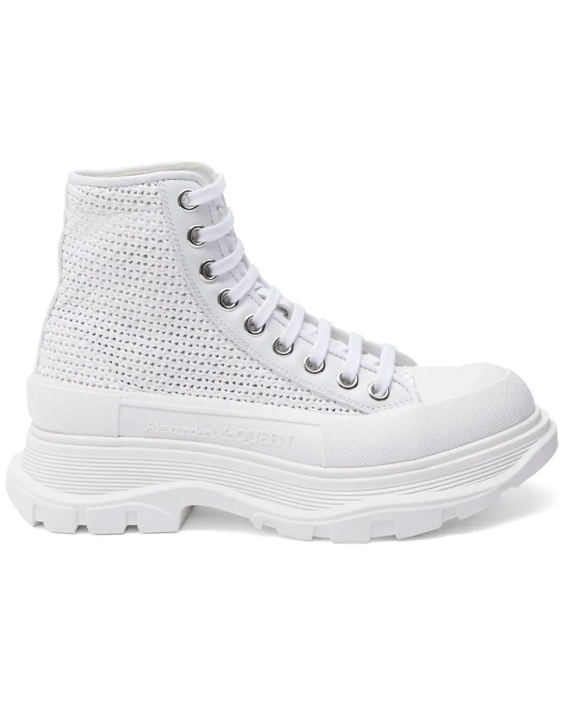 Alexander McQueen Schnürstiefel mit Webmuster - Weiß Weiß