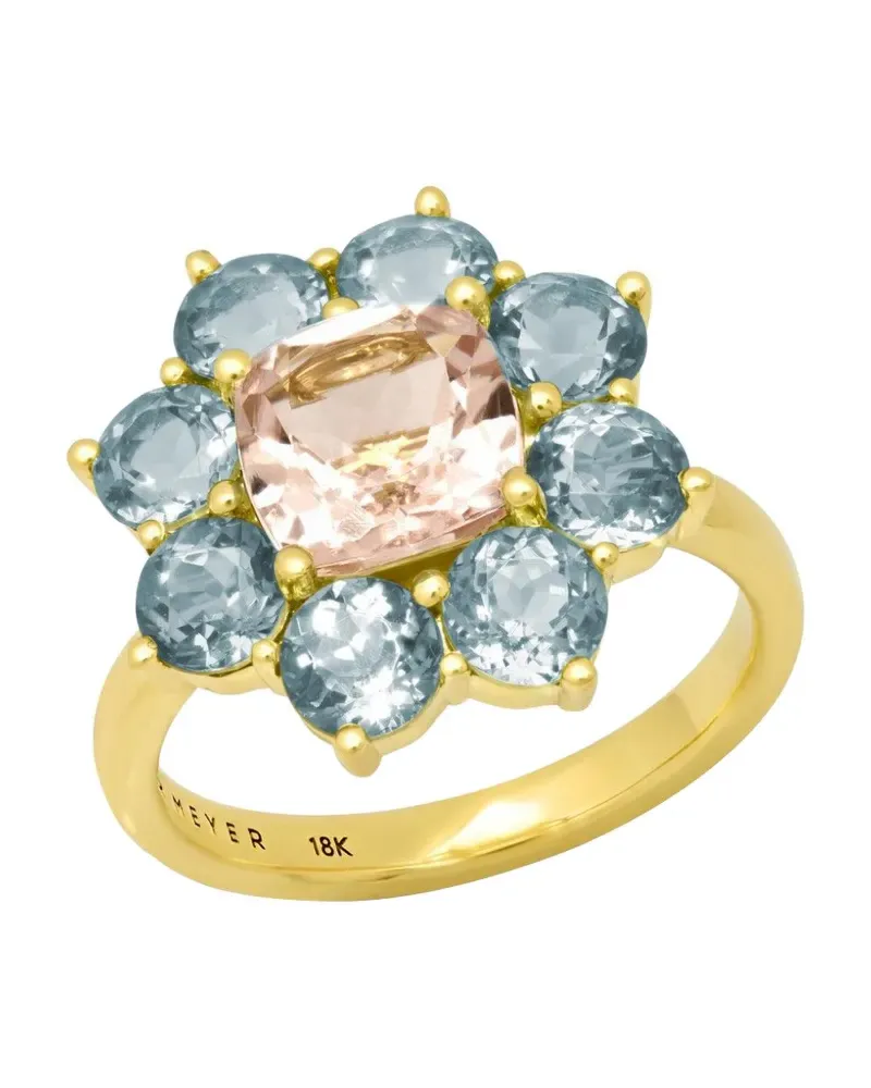 Jennifer Meyer aquamarine morganite flower ring - Gold Gold