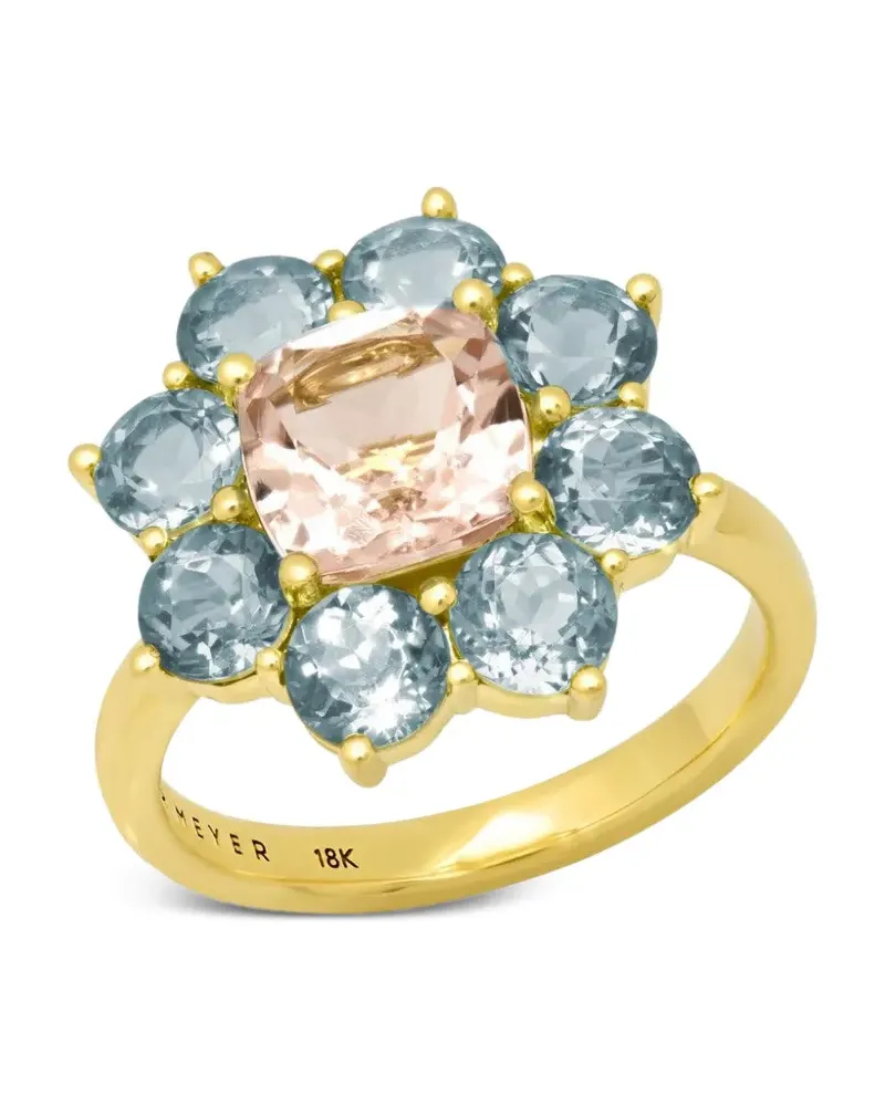Jennifer Meyer aquamarine morganite flower ring - Gold Gold