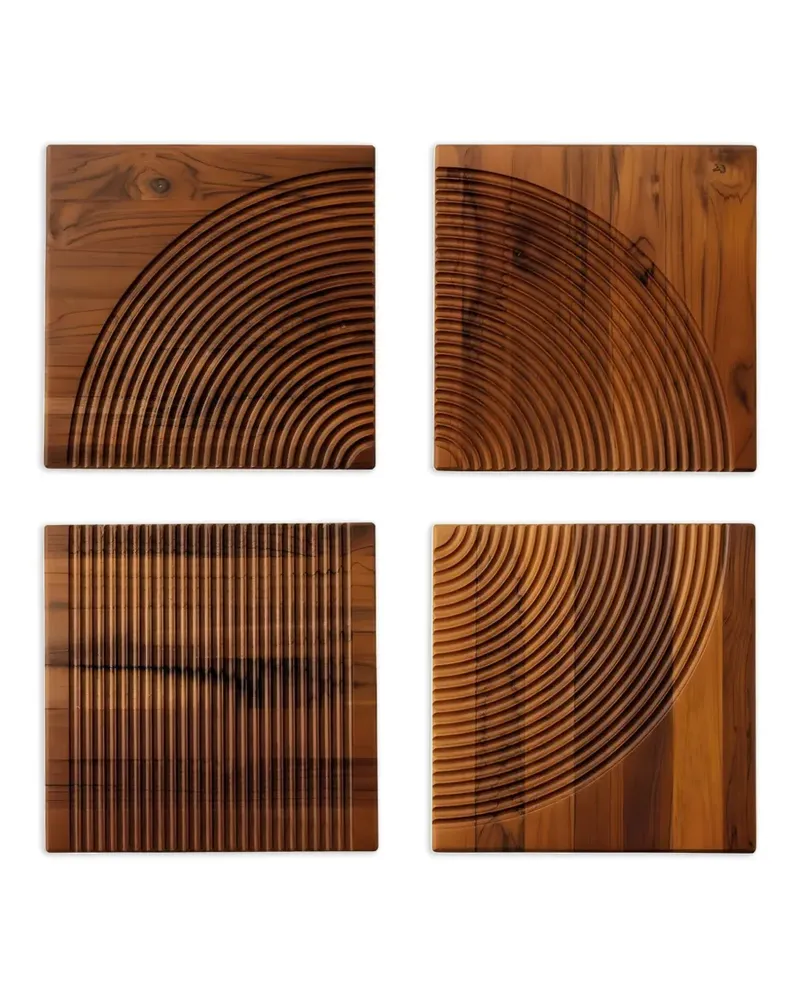 Sambonet grooved teak chopping board set (set of four) - Braun Braun