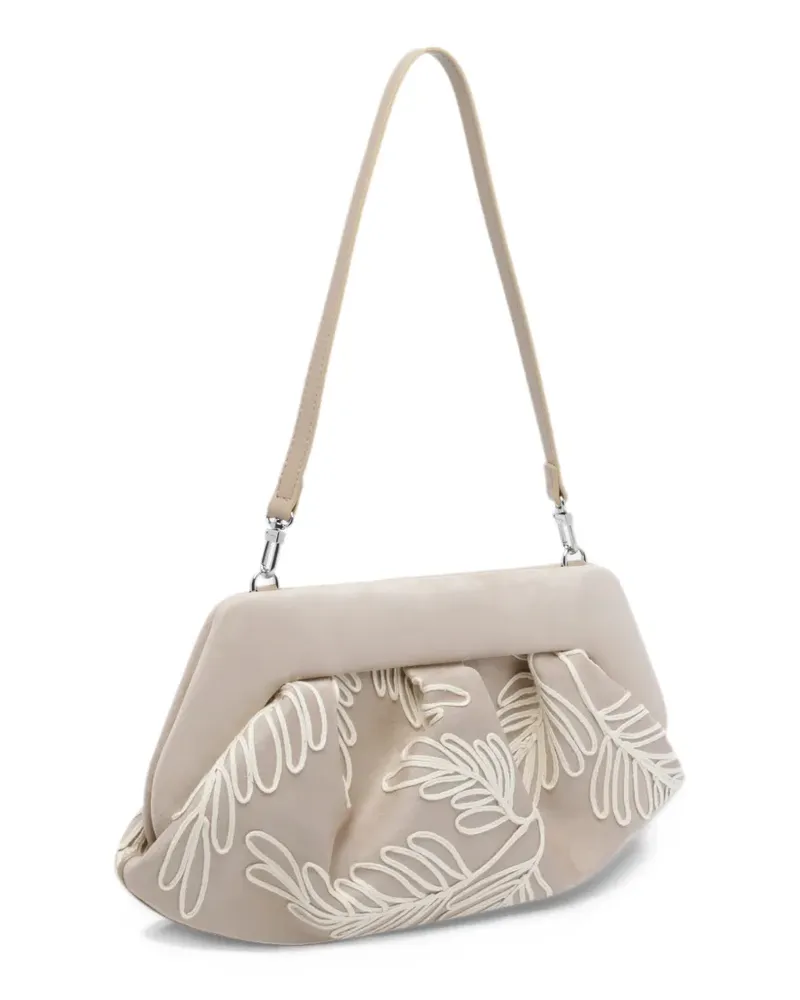 THEMOIRÈ medium Bios leaf-embroidered gathered shoulder bag - Nude Nude