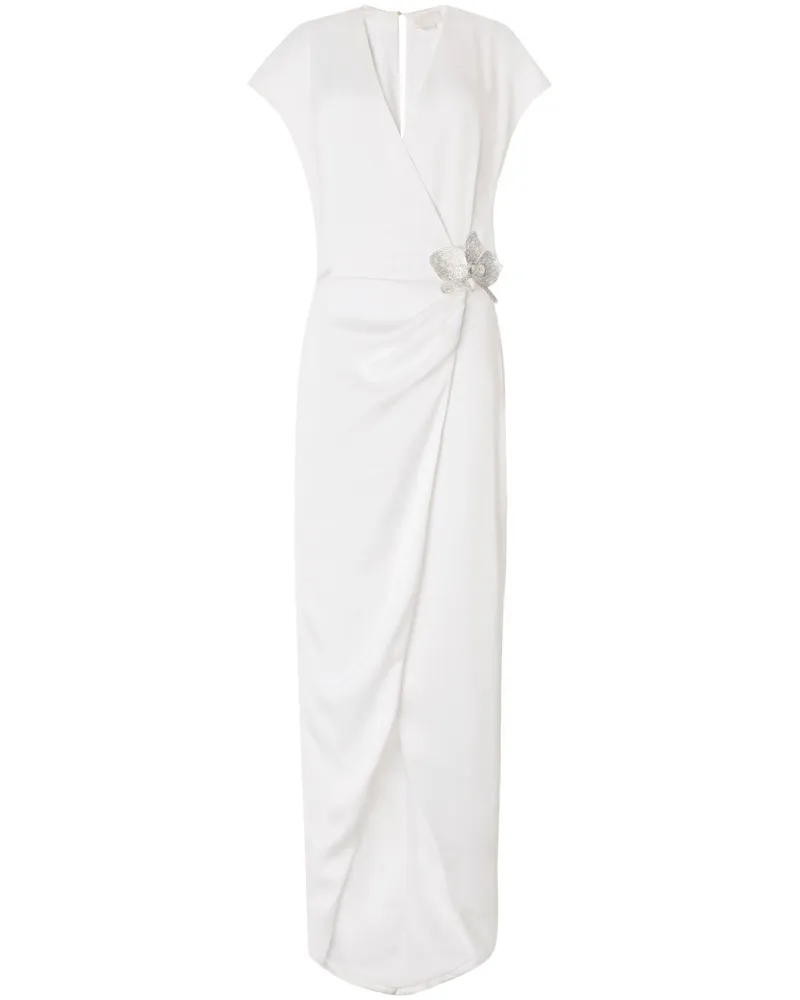Genny Maxikleid mit Blumenbrosche - Weiß Weiß