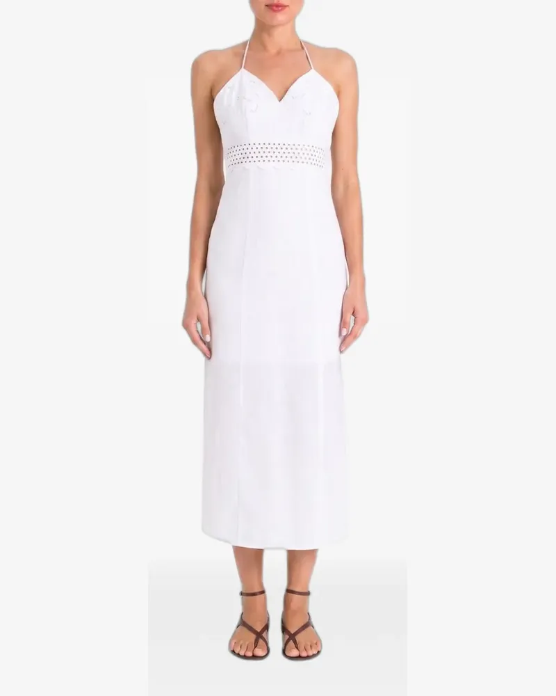 Twin-Set Neckholder-Midikleid mit Lochstickerei - Weiß Weiß