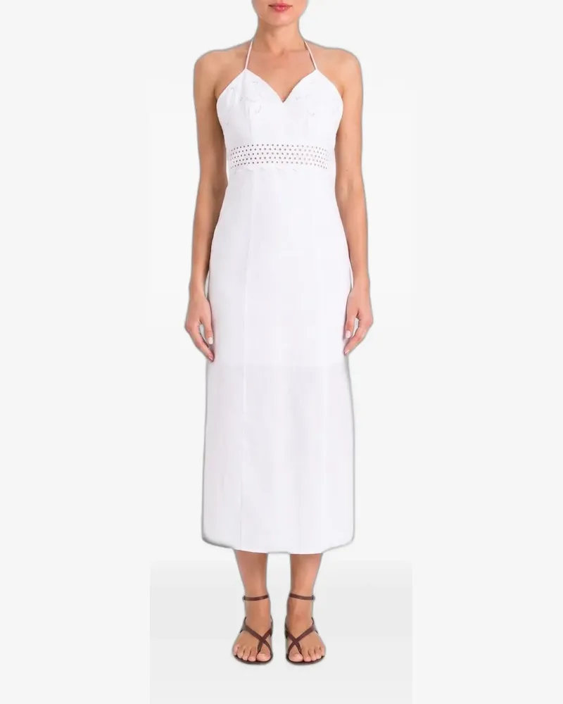 Twin-Set broderie-anglaise halterneck midi dress - Weiß Weiß