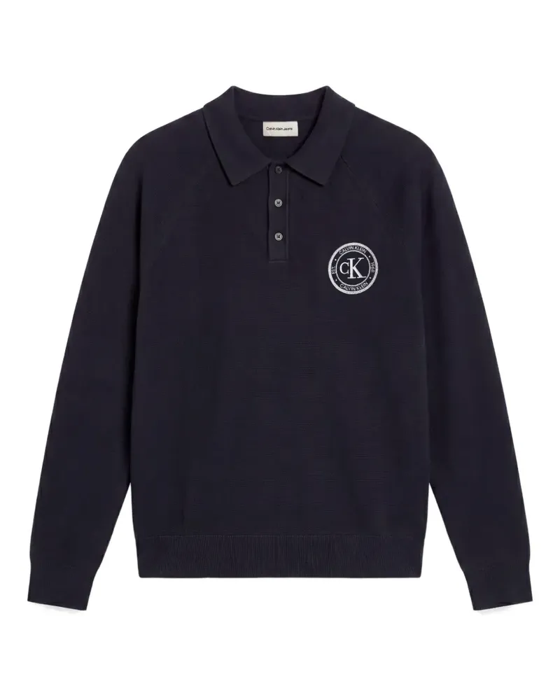 Calvin Klein Varsity Poloshirt mit Logo-Patch - Blau Blau