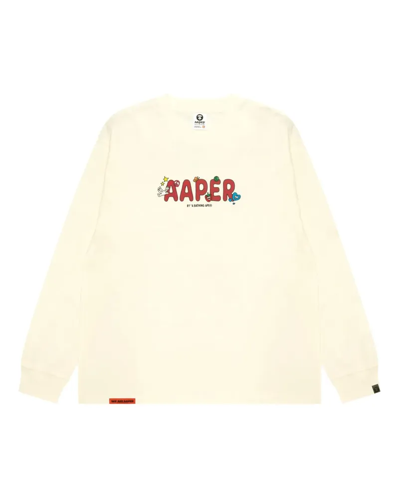 BAPE Langarmshirt mit grafischem Print - Weiß Weiß