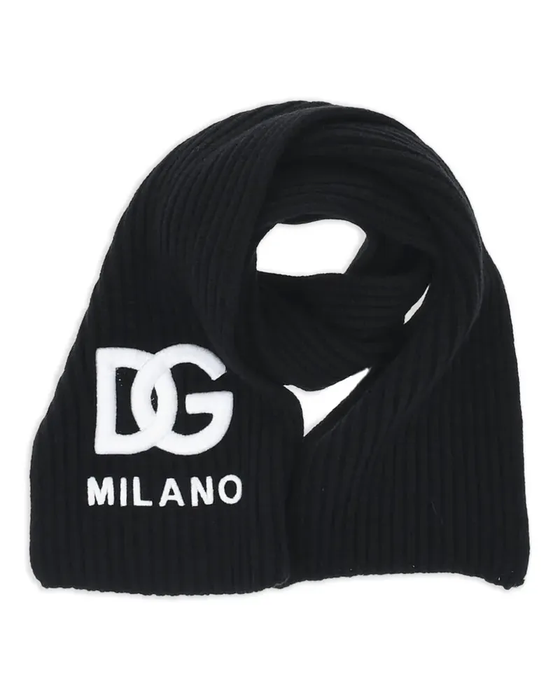 Dolce & Gabbana logo-embroidered ribbed-knit scarf - Schwarz Schwarz