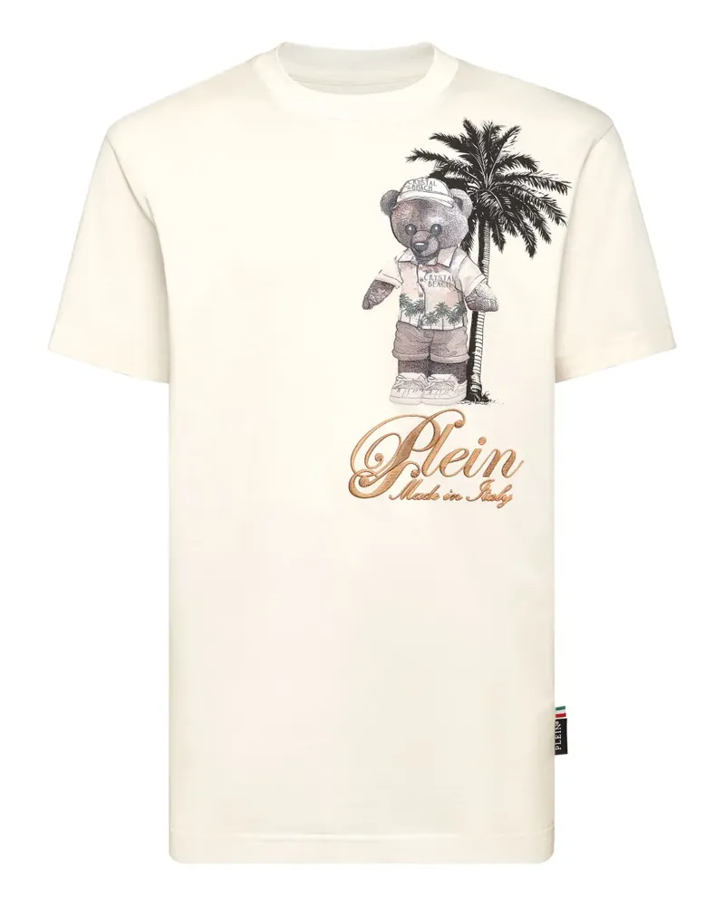 Philipp Plein Besticktes T-Shirt mit Teddy-Print - Weiß Weiß