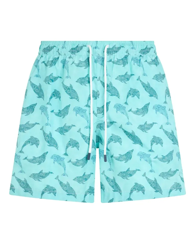 Fedeli dolphin-print drawstring swim shorts - Blau Blau