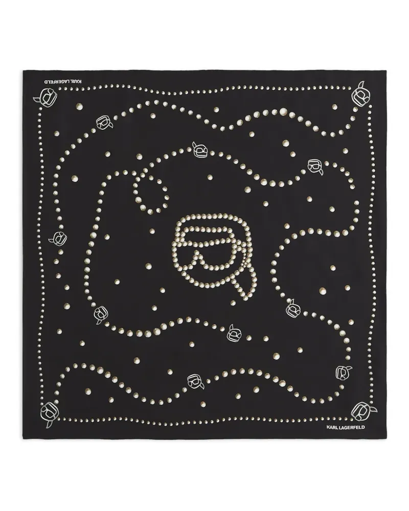 Karl Lagerfeld Ikonik Seidenschal mit Perlen-Print - Schwarz Schwarz