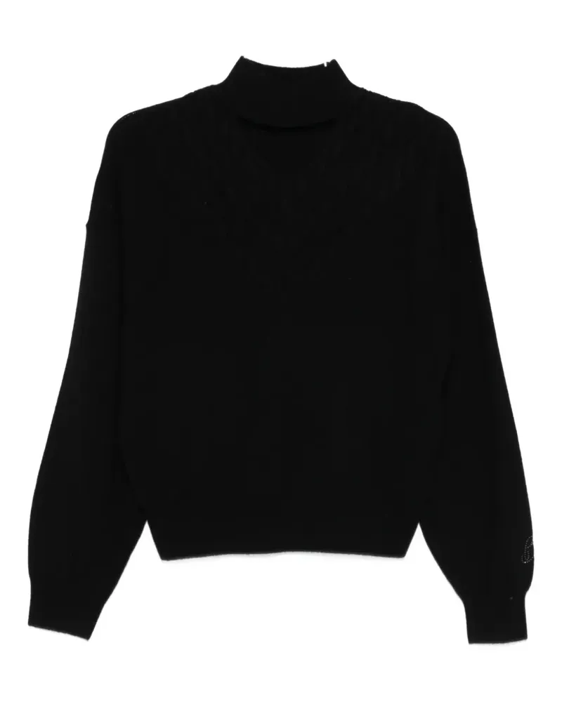 Blumarine Rollkragenpullover mit Zopfmuster - Schwarz Schwarz