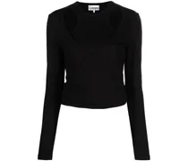 Geripptes Jersey-Oberteil - Schwarz