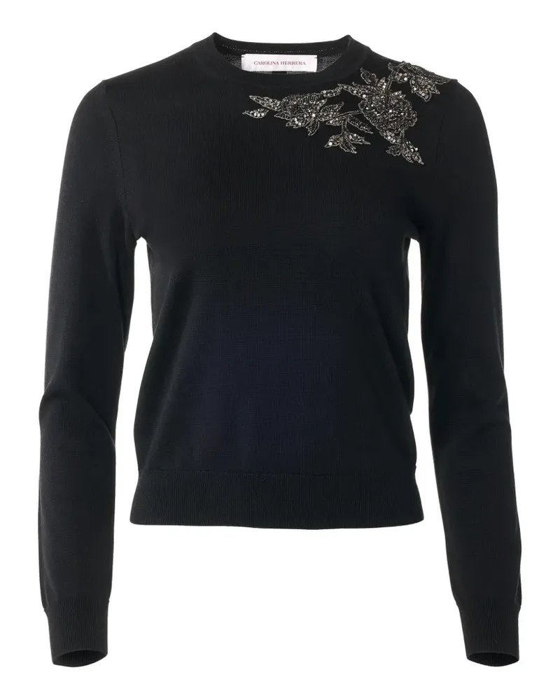 Carolina Herrera New York floral-embroidered sweater - Schwarz Schwarz