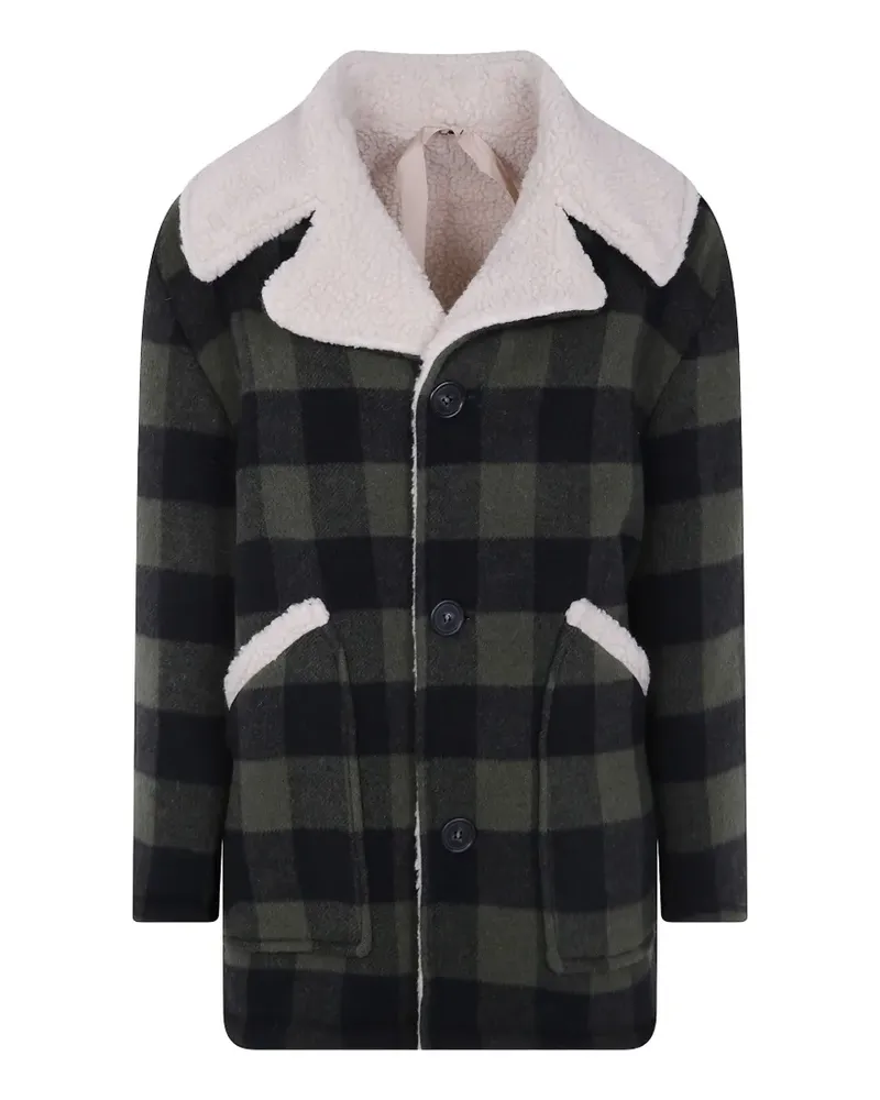 N° 21 Karierte Jacke mit Fleecebesatz - Grün Grün
