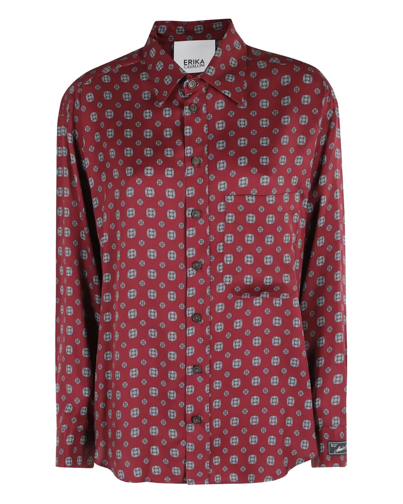 Erika Cavallini Gemustertes Button-down-Hemd - Rot Rot