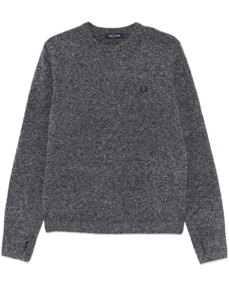 Fred Perry Bouclé-Pullover mit rundem Ausschnitt - Blau Blau