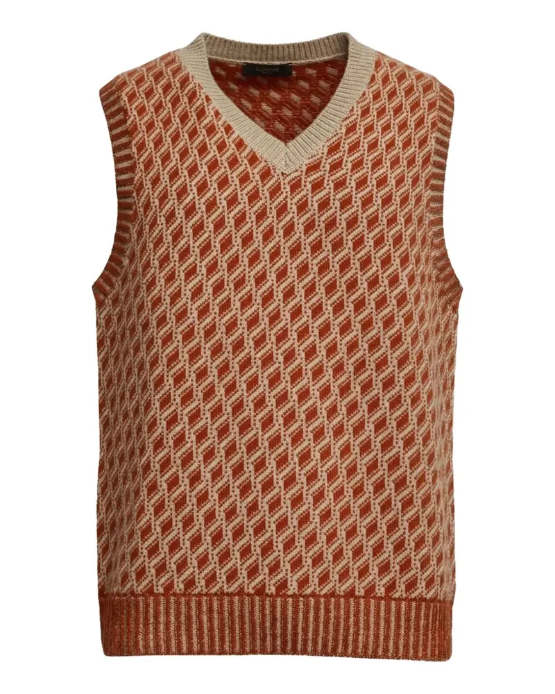 Zanone Pullunder mit Rautenmuster - Orange Orange