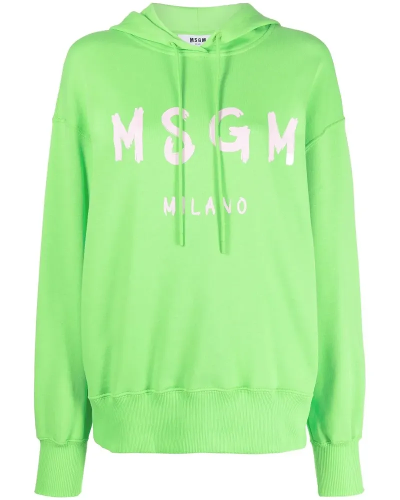 MSGM Hoodie mit Logo-Print - Grün Grün