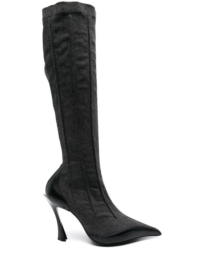 Thierry Mugler Zweifarbige Fang Stiefel 105mm - Schwarz Schwarz
