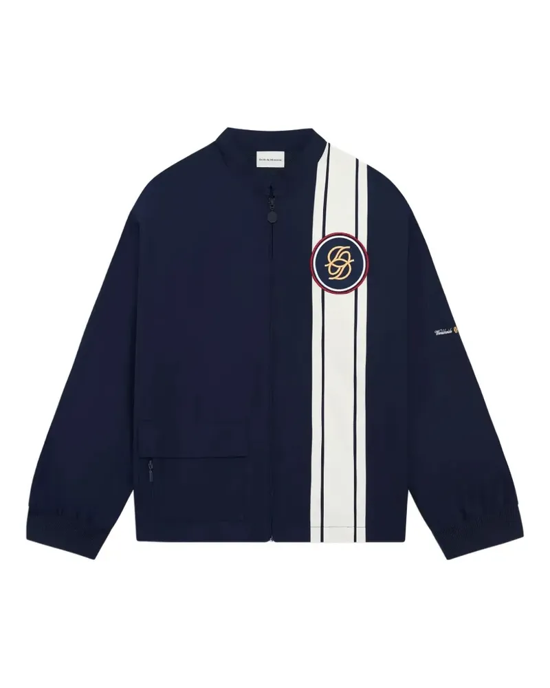 Drôle de Monsieur stripe-pattern logo-patch jacket - Blau Blau