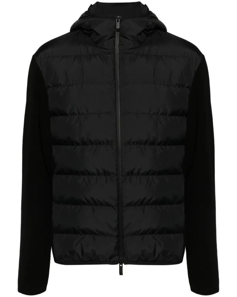 Moncler Gestrickte Kapuzenjacke mit wattierten Einsätzen - Schwarz Schwarz