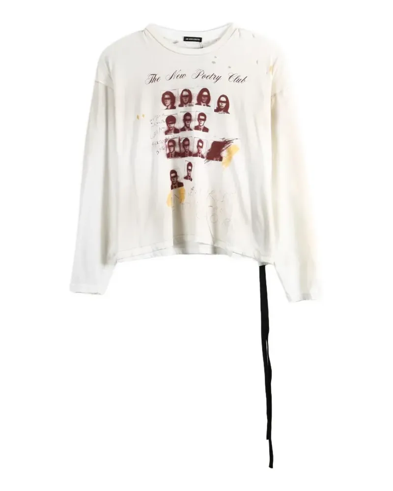 Ann Demeulemeester Nikita distressed graphic-print T-shirt - Nude Nude
