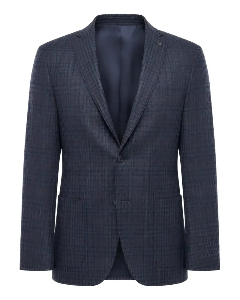 Corneliani checked single-breasted blazer - Blau Blau