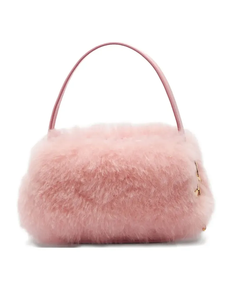 Blumarine Tasche aus Faux Fur mit Logo-Anhänger - Rosa Rosa
