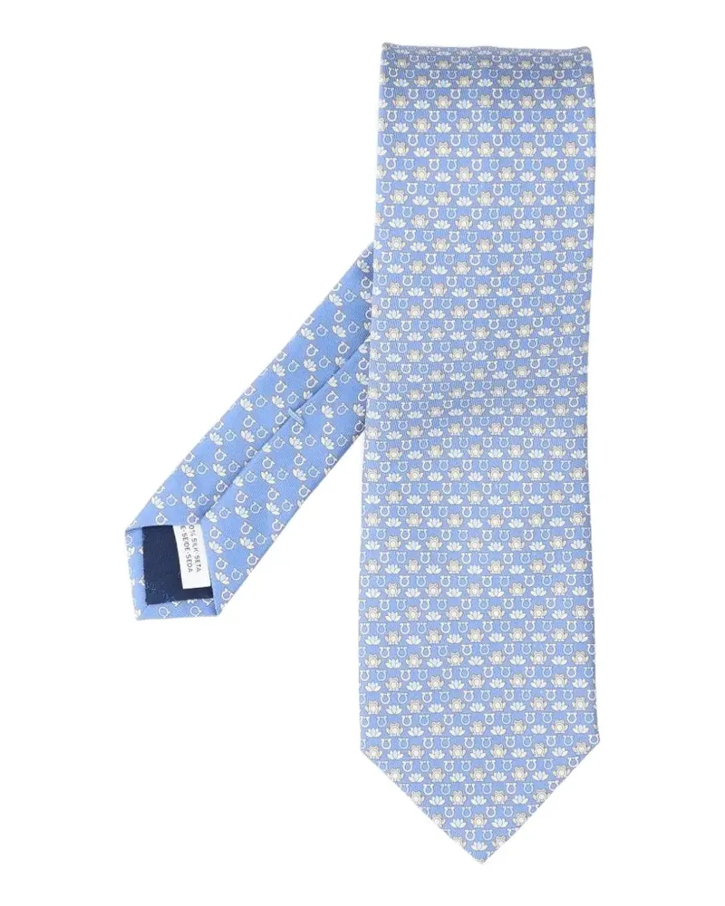 Ferragamo Seidenkrawatte mit Frosch-Print - Blau Blau