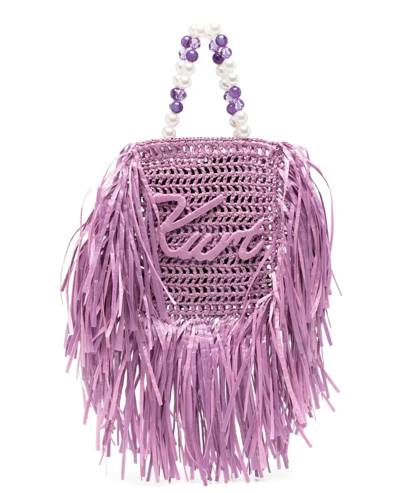 Kurt Geiger mini Kurt fringe-trimmed tote bag - Violett Violett