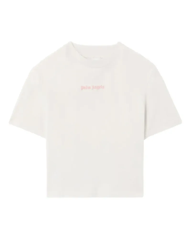 Palm Angels Cropped-T-Shirt mit Logo - Weiß Weiß