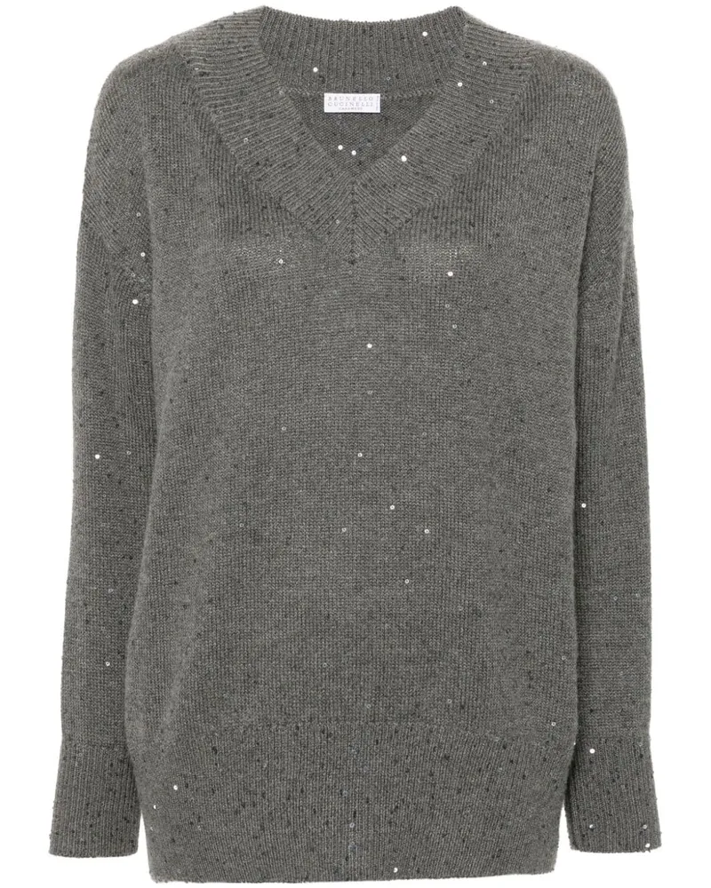 Brunello Cucinelli Pullover mit Pailletten - Grau Grau