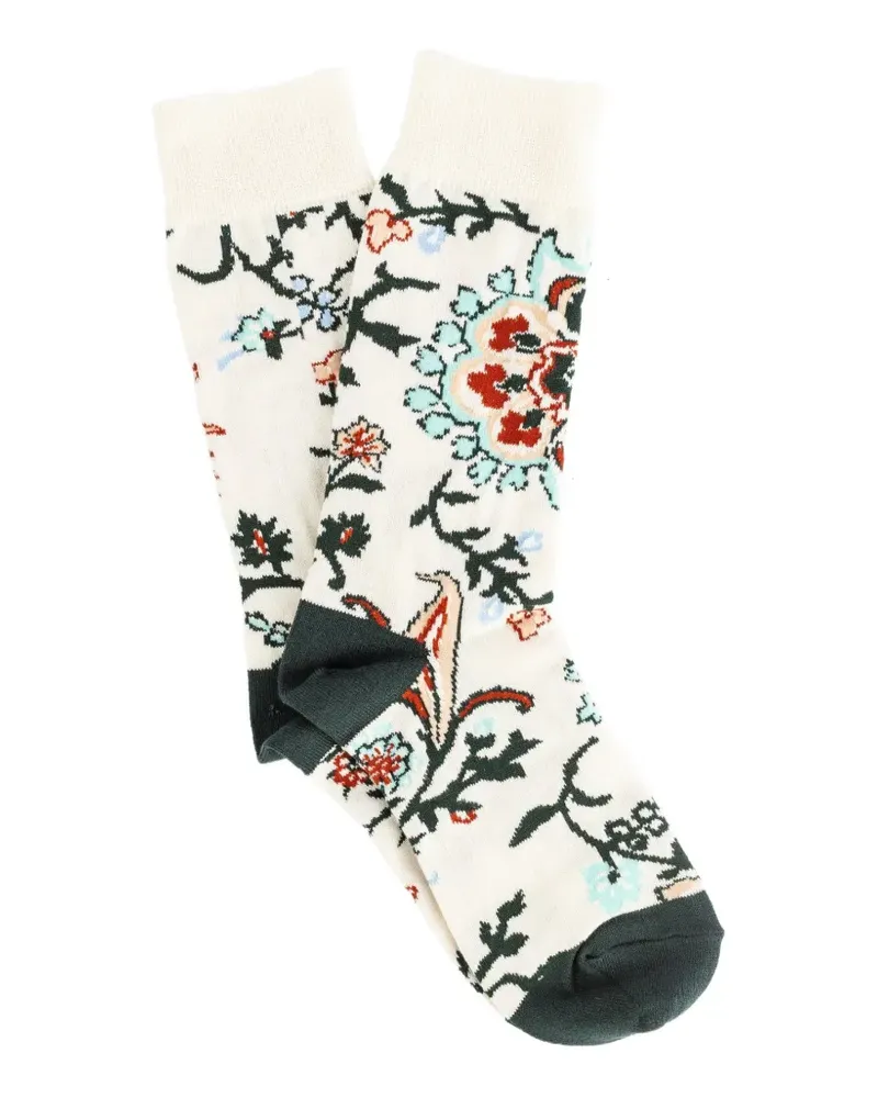 Sacai floral-intarsia socks - Nude Nude