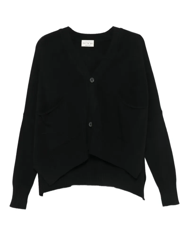 MA'RY'YA Cardigan mit V-Ausschnitt - Schwarz Schwarz