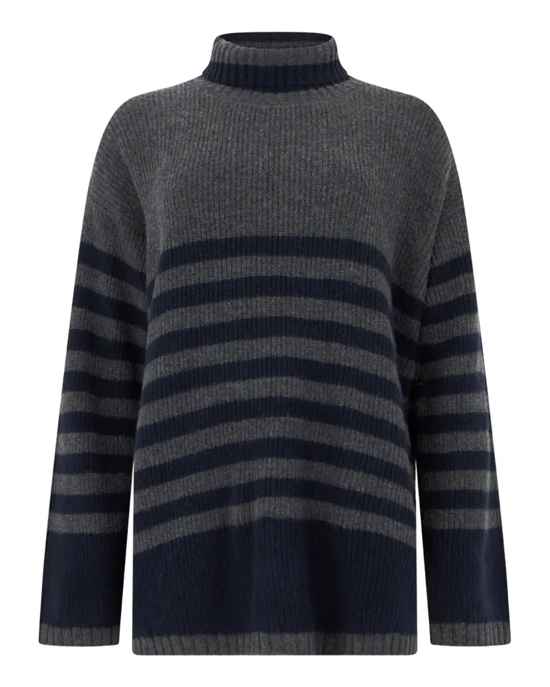 MOORER Gerippter Vera-Slx Pullover mit Streifen - Grau Grau