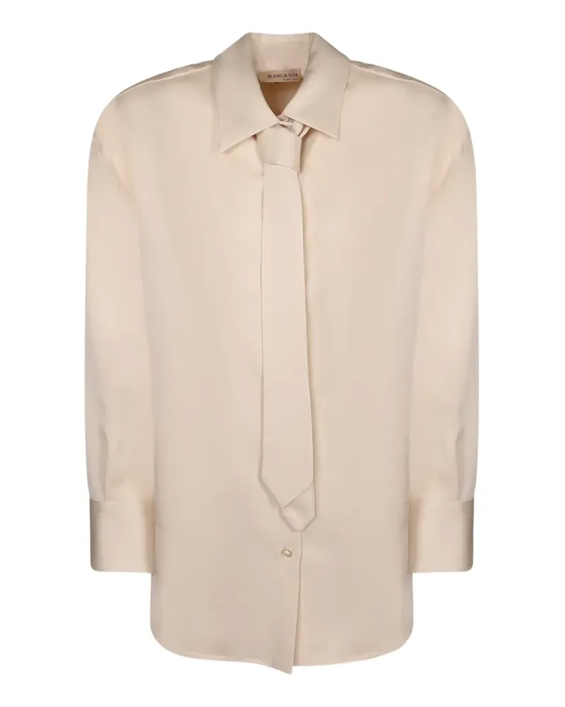 Blanca neck-tie long-sleeve shirt - Nude Nude