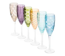 Cuttings Set aus 6 Champagner-Gläsern - Blau