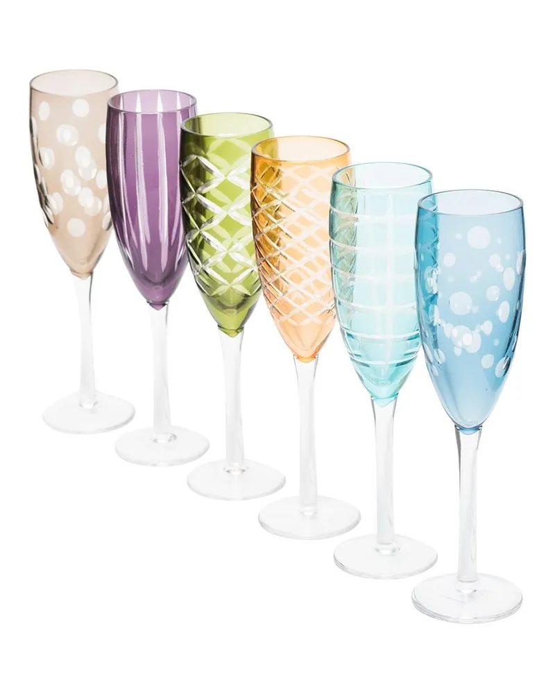 POLSPOTTEN Cuttings Set aus 6 Champagner-Gläsern Blau