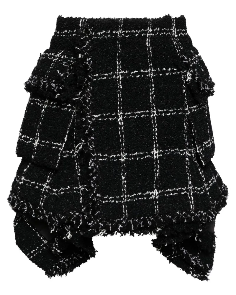 Sacai Asymmetrischer Tweed-Rock - Schwarz Schwarz