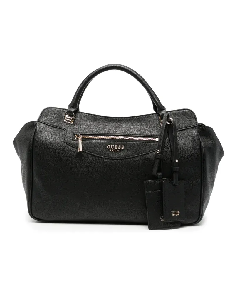 Guess grained leather tote bag - Schwarz Schwarz