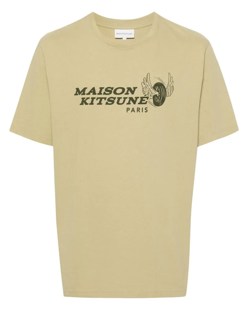 Kitsuné T-Shirt mit Racing Wheels-Print - Grün Grün