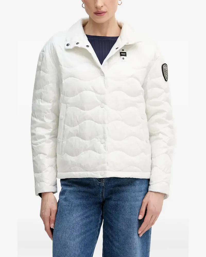 Blauer Lamartine wave-quilted logo-patch puffer jacket - Weiß Weiß
