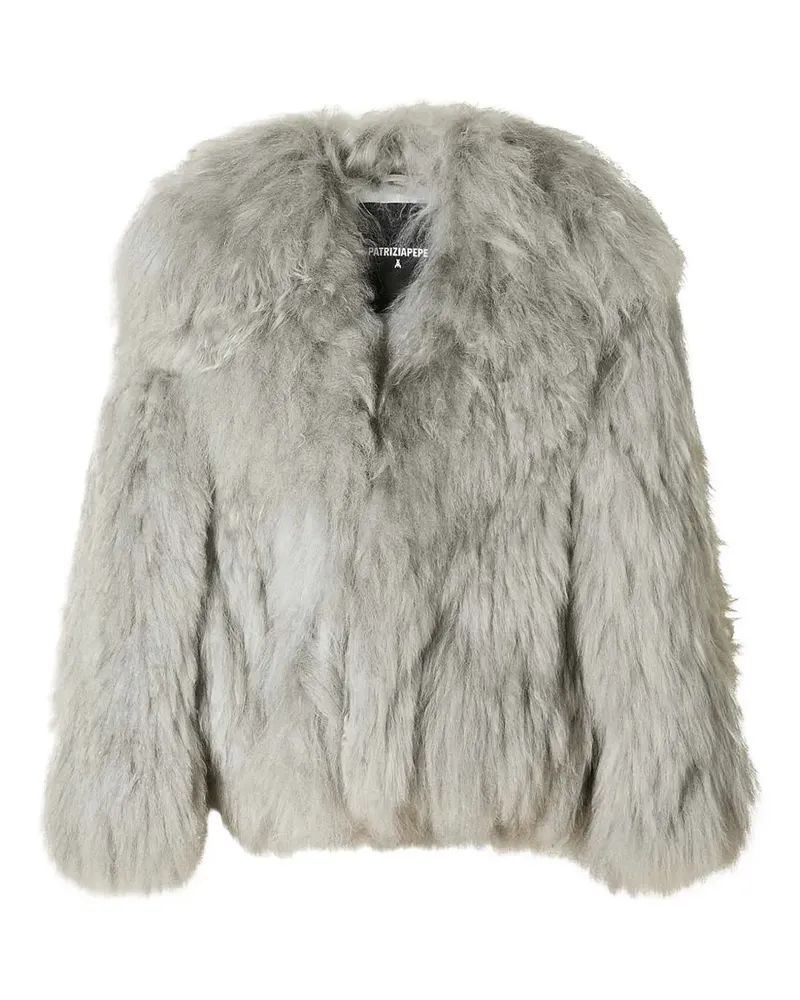 Patrizia Pepe Jacke aus Faux Fur mit Kragen - Grau Grau