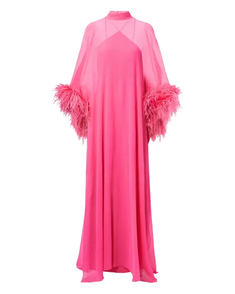 Taller Marmo Maxikleid mit Federbesatz - Rosa Rosa