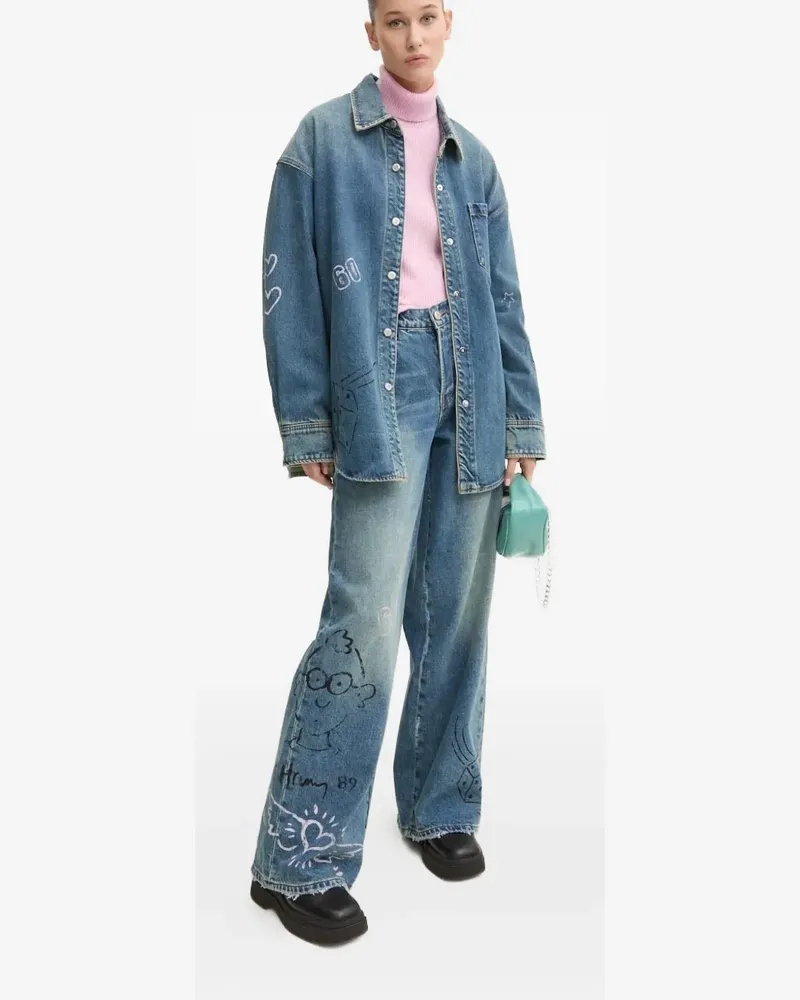 Miss Sixty x Keith Haring Wide-Leg-Jeans - Blau Blau
